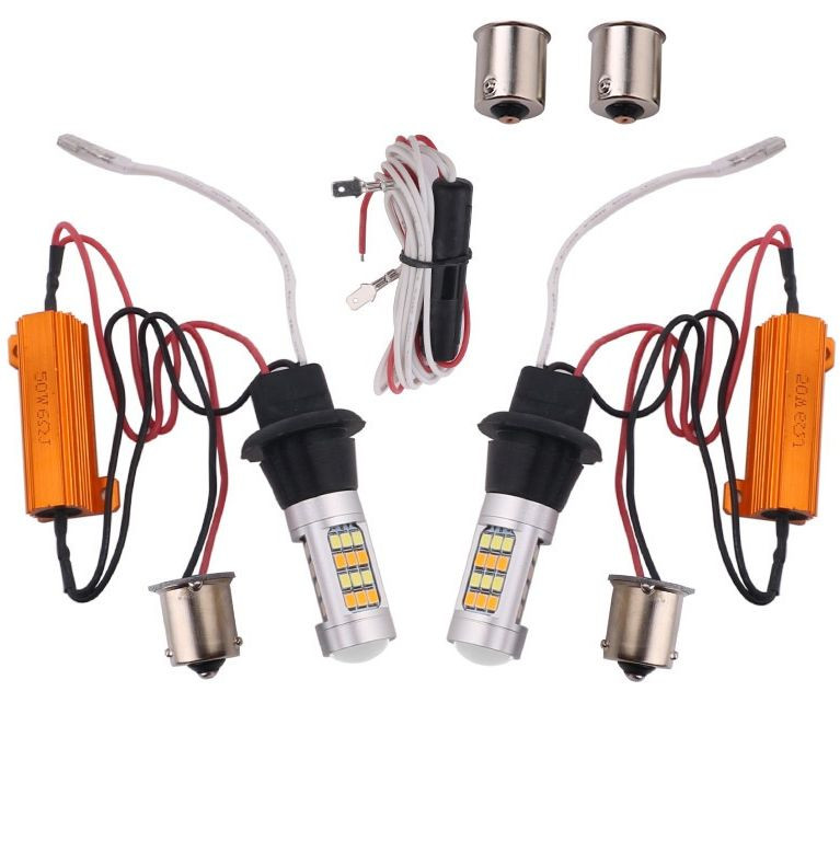 SOLAR  Свет-од  12V  T15  42 SMD  BAU15S (бел/желтый) ДХО+поворот/зад.ход+поворо (2шт)