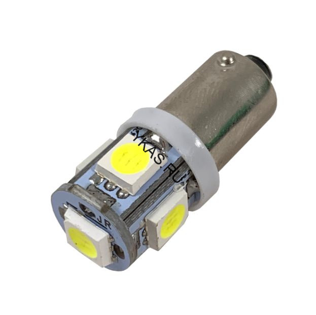 SOLAR  Свет-од  12V  T8.5  5 SMD 5050 W5W  BA9s белый