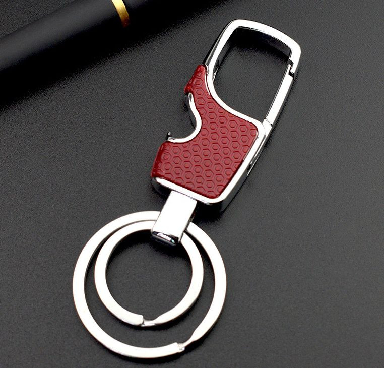 Брелок  "КАРАБИН" карабин (2 кольца)  Серебро+ винил красный