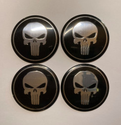 Этикетки на диски (метал) диам. 56,5мм. "череп" черный (4 шт.)