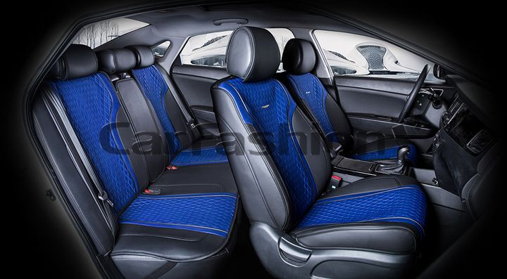 Комплект Накидок  «ELEMENT PLUS»  Синий/Чёрный/Синий  (экокожа/полиэстер)