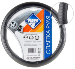 Оплетка  на руль  Nova Bright  46825 - М  экокожа, черная с фигурным тиснением