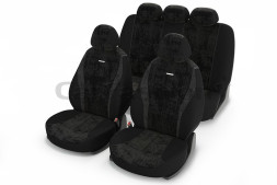 Чехлы  «RECORD»  Тёмн.Серый/Чёрный/Тёмн.Серый  (Алькантара +.трикотаж)