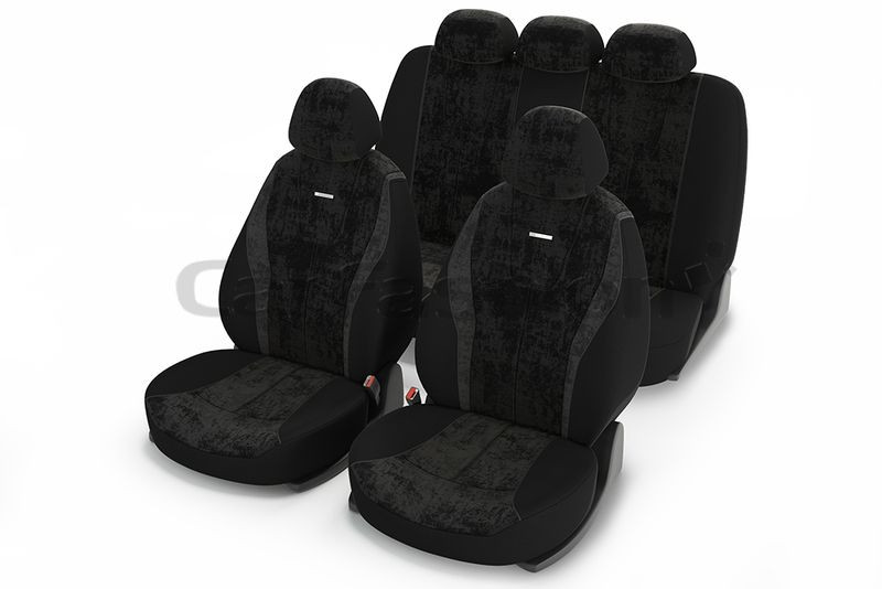 Чехлы  «RECORD»  Тёмн.Серый/Чёрный/Тёмн.Серый  (Алькантара +.трикотаж)