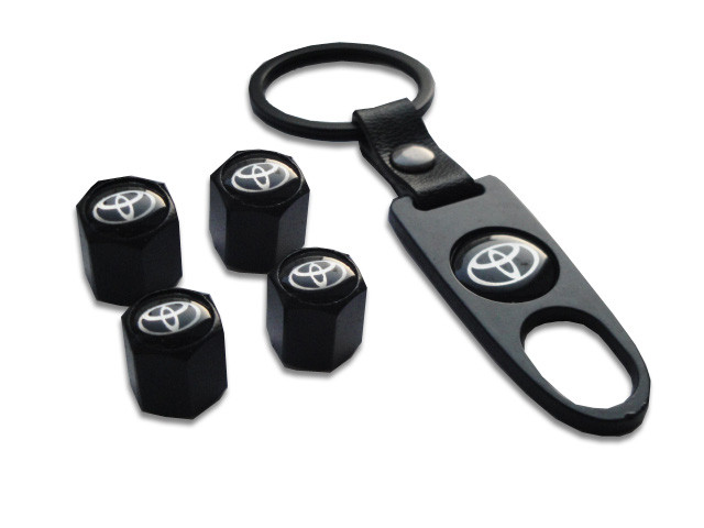 Брелок-ключ + колпачок на ниппель 4 шт TOYOTA  (черный)