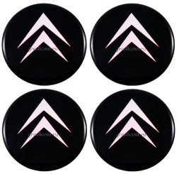 Этикетки на диски (метал) диам. 60 мм "CITROEN" черные, (4 шт.)