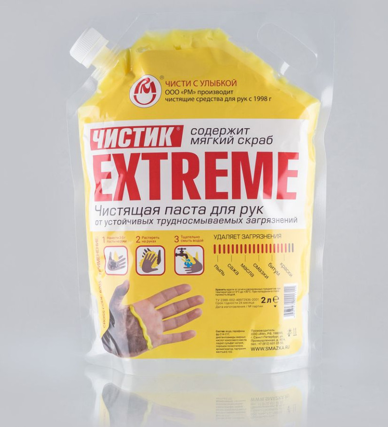 VMPAUTO  Очиститель рук  Чистик  "EXTREME"  Дой-пак  2л  (удаляет. экстрим. загрязнения)