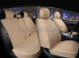 Комплект Накидок   «LINEN CUBE PLUS»  Бежевый/Бежевый (лён/усиленная боковая утягивающая резинка)