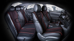 Комплект Накидок  «ELEMENT PLUS»  Чёрный/Чёрный/Красный  (экокожа/полиэстер)