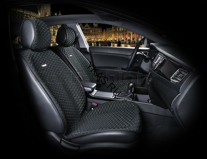 Накидки Фронт  «PALERMO»  Чёрный/Зелёный (капрон/экокожа)