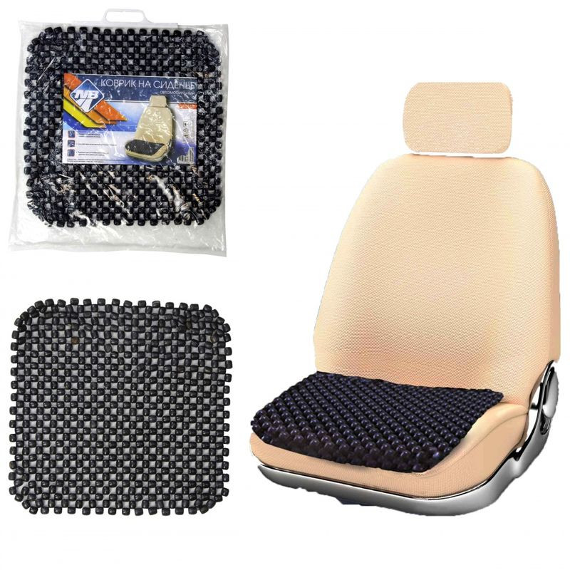 Накидка на сидение нижняя часть  "Nova Bright" деревянная,  черная (42х42см)