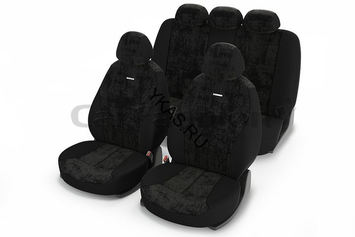 Чехлы  «RECORD»  Чёрный/Чёрный/Чёрный  (Алькантара +.трикотаж)