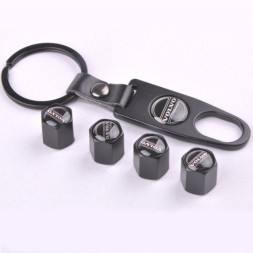 Брелок-ключ + колпачок на ниппель 4 шт VOLVO (черный)