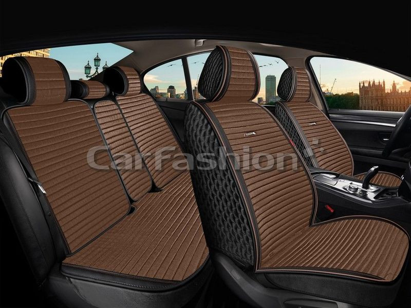 Комплект Накидок  «MONACO FULL PLUS»  Чёрный/Кофе/Кофе  (велюр премиум класса/экокожа)