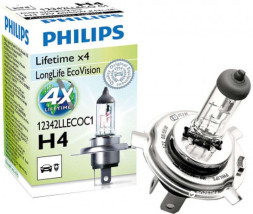 Автолампа Philips 12V H4 60/55W P43t-38 LongLife EcoVision (карт.1шт.) увеличенный срок слу