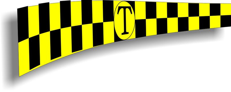 Такси шашечки полоса магн.  "TAXI" 10х30см, к-т 2шт , белый