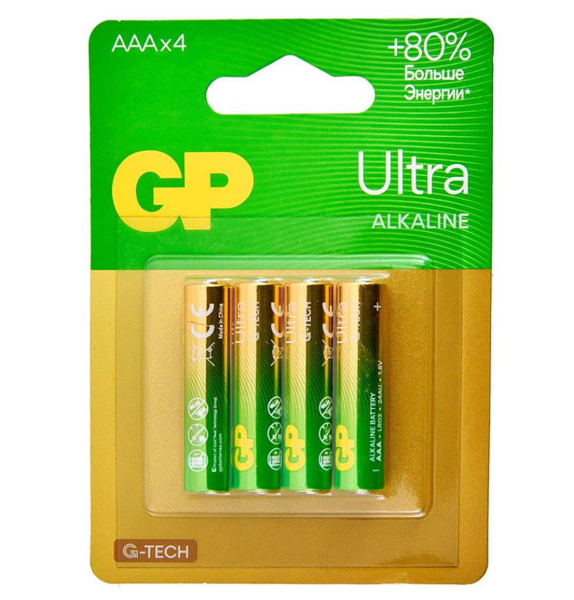 Батарейки GP   AAA  (Мизинчиковые) Super G-TECH цена за 4шт. (блистер)