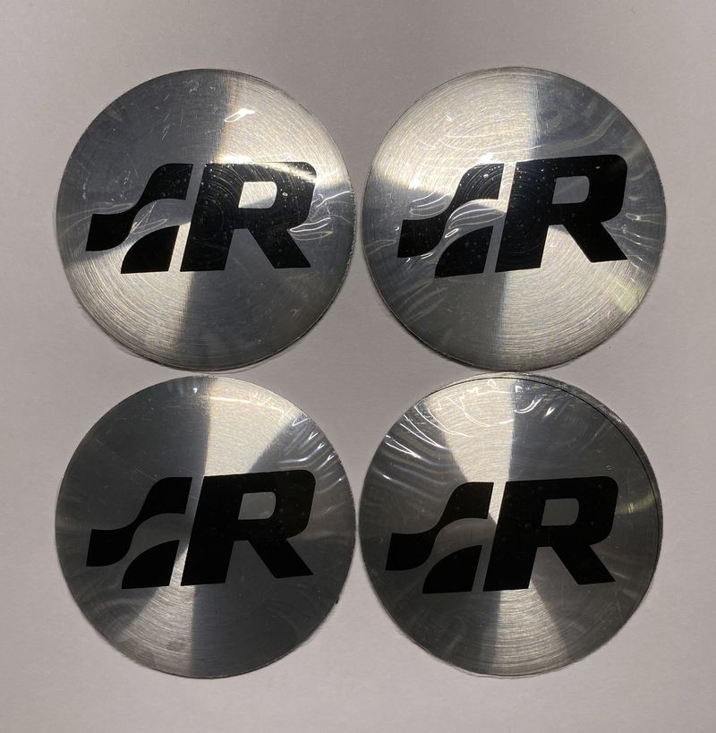 Этикетки на диски (метал)  диам. 56,5мм.  "1R" серебро  (4 шт.)