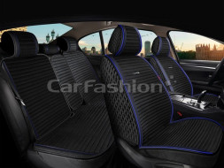 Комплект Накидок «MONACO FULL PLUS» Чёрный/Чёрный/Синий (велюр премиум класса/экокожа)