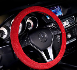 Оплетка на руль   Swarovski №2 - М,  Красный