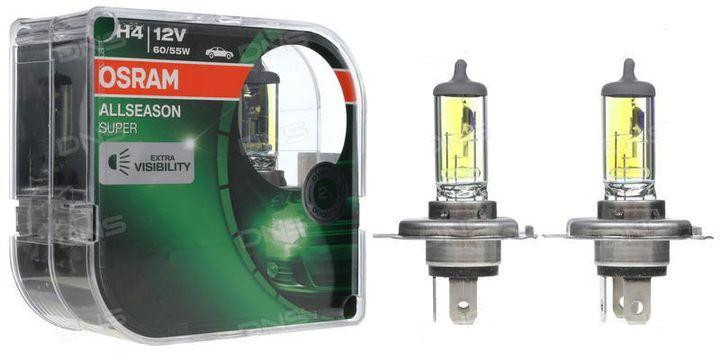 Лампа OSRAM 12V     H4   60/55W  ALS BOX  P43t  (2шт.) (всепогодн.жёлтый свет+30%)