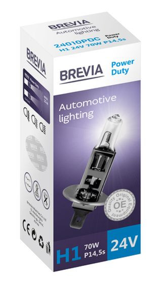 Автолампа BREVIA  24V  H1  70W P14.5s Power Duty CP (карт.1шт)