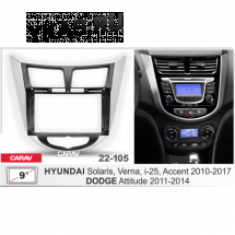 Переходная рамка CarAv 22-105 9' HYUNDAI Solaris 2010-2017 / DODGE Attitude 2011-2014  предзаказ