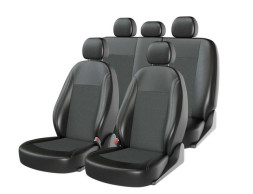 Чехлы  «ATOM JACQUARD SMALL», черный/т.серый/серый  (Экокожа+жаккард) ВАЗ 2109-2110