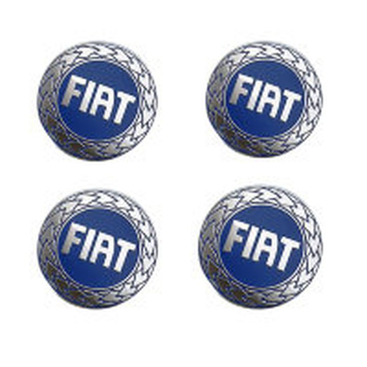 Этикетки на диски (метал)  диам. 60 мм "FIAT" синие, (4 шт.)