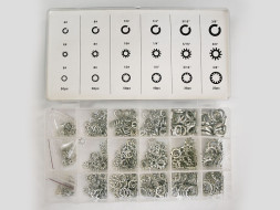 Набор шайб (18 видов: гровер, зубчатые, стопорные, многолапчатые, 720шт) (625)