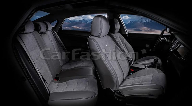 Чехлы  «5D» PREMIUM каркасные «SMART PLUS» Серый/Серый/Серый  (экокожа/велюр премиум класса)