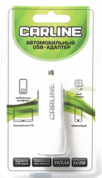 АЗУ  CARLINE®  2хUSB (1A и 2.1А) в прикур. 12/24В, цвет белый