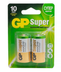 Батарейки GP   LR14 (средние)  SUPER G-TECH BL2 цена за 2шт.