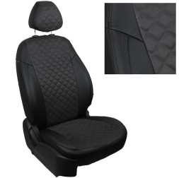 Авточехлы  Экокожа  Chevrolet Niva  с 2002-2009г.  черный РОМБ (алькантара)
