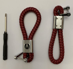 Брелок кожа плетенная  ACURA  Красный