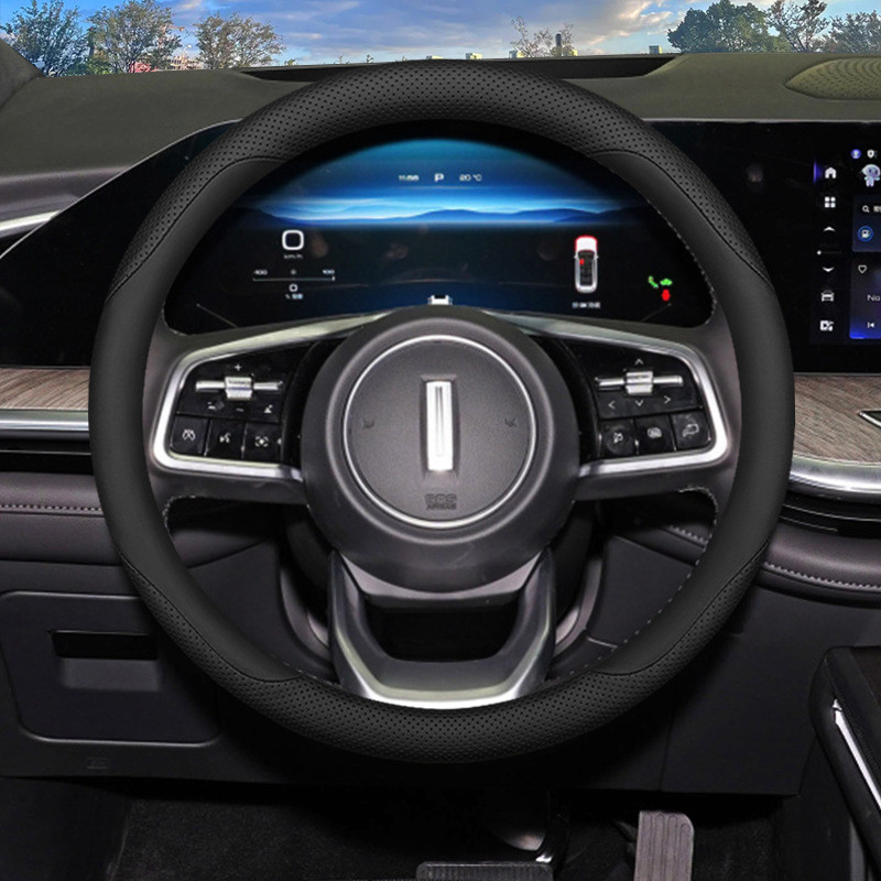 Оплетка на руль   Carlife  "Siena" М,  Чёрный/Чёрный с перфорацией