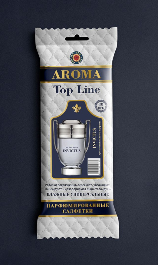 Парфюмированные салфетки  большие  AROMA Top Line   Invictus  (упак.30шт)