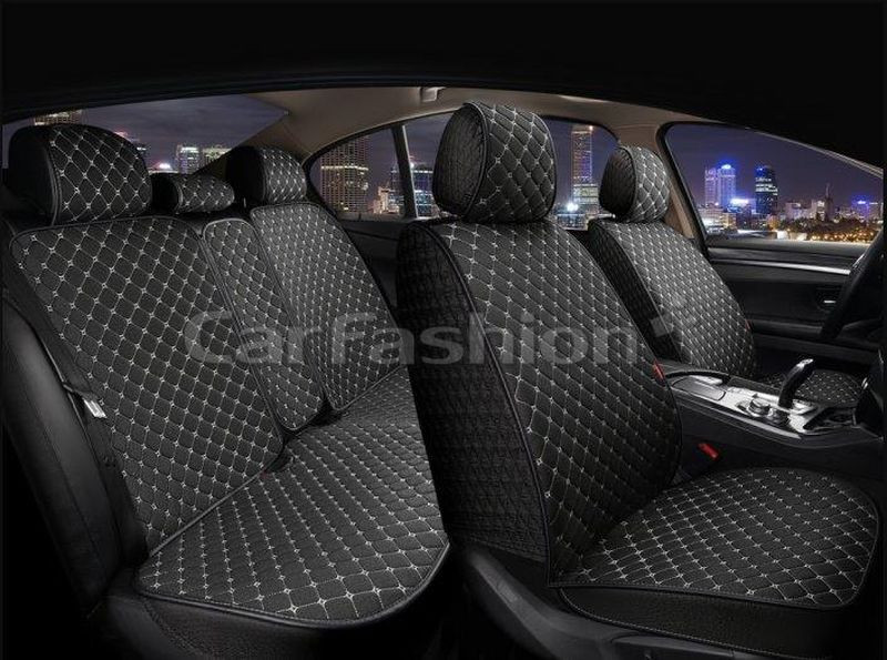 Комплект Накидок   «LINEN CUBE PLUS»  Чёрный/Серый (лён/усиленная боковая утягивающая резинка)