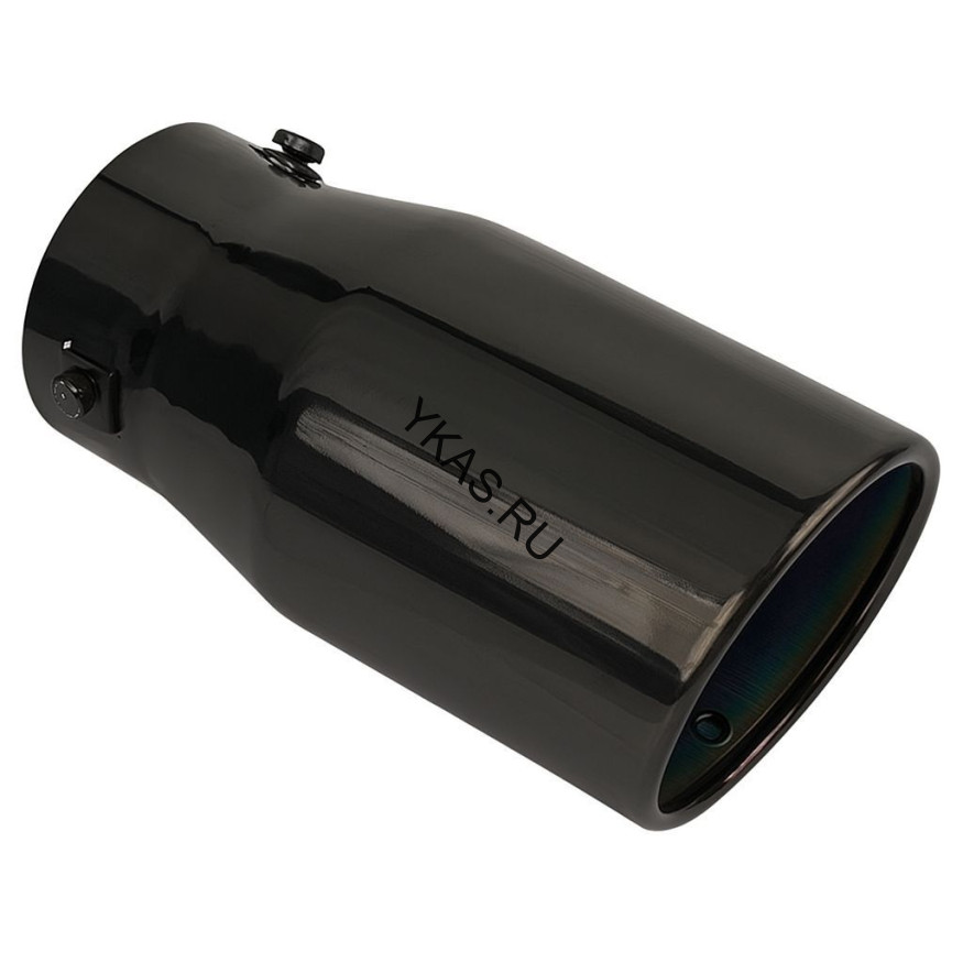 Насадка на глушитель "Carlife" (d 80мм) ширина 95мм длина 180мм, хром темный