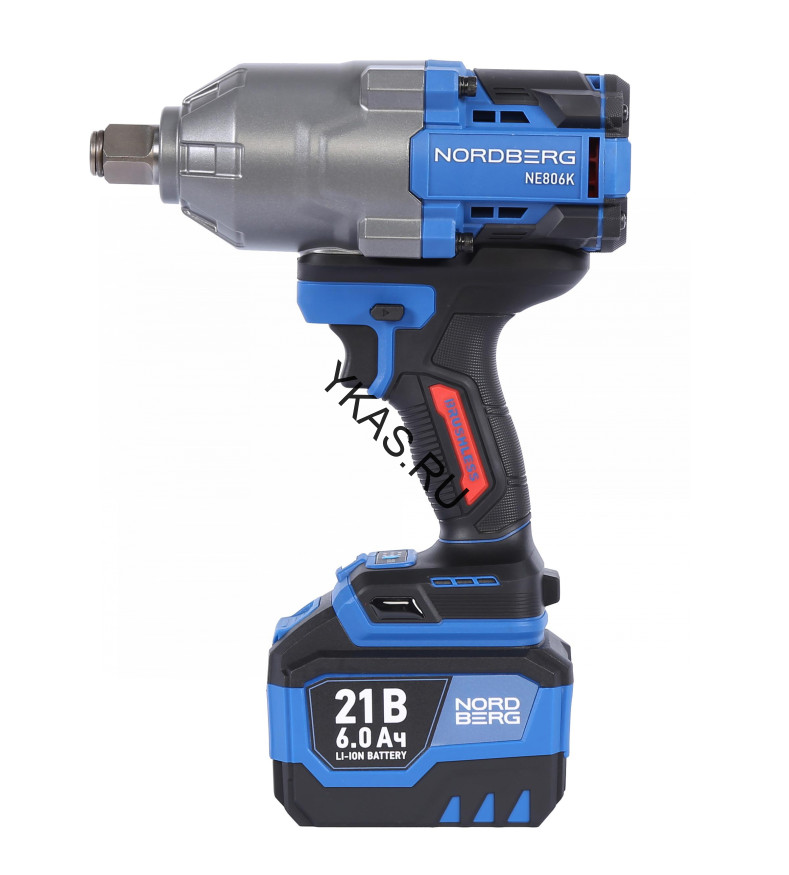 Аккумуляторный гайковерт NORDBERG NE806K-3/4 (3/4", 21В, 1500Нм)