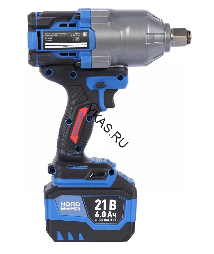 Аккумуляторный гайковерт NORDBERG NE806K-3/4 (3/4", 21В, 1500Нм)