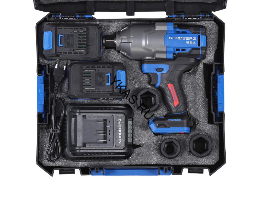 Аккумуляторный гайковерт NORDBERG NE806K-3/4 (3/4", 21В, 1500Нм)