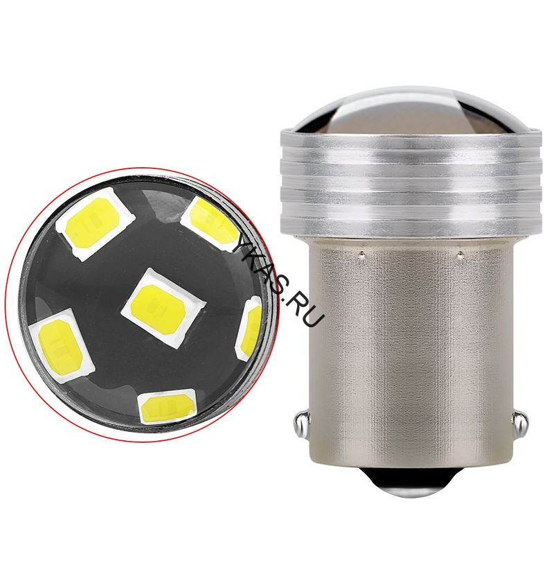 SOLAR  Свет-од  12V  T15  6 SMD 2835  21W   BA15S белый линза