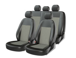 Чехлы  «ATOM JACQUARD», черный/серый/серый  (Экокожа+жаккард)