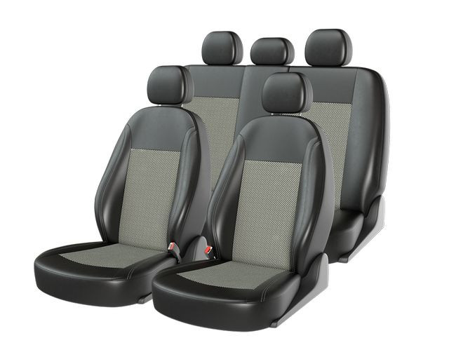 Чехлы  «ATOM JACQUARD», черный/серый/серый  (Экокожа+жаккард)