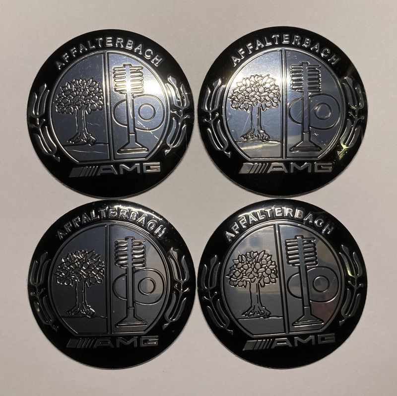 Этикетки на диски (метал)  диам. 56,5мм.  "AMG №2" серебро  (4 шт.)