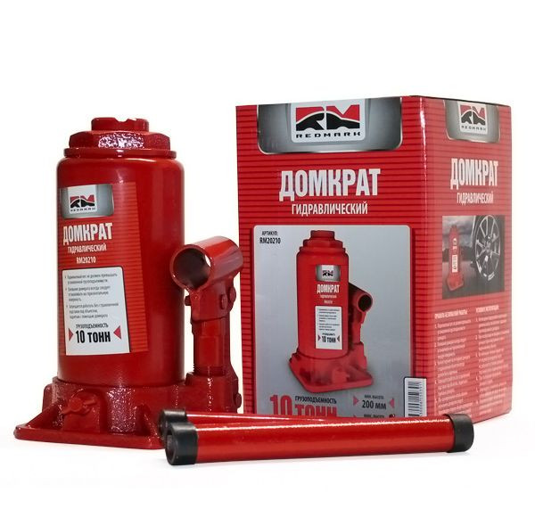 Домкрат гидравл. телескоп 10т. в КАРТОН.уп.  под. 200-385мм  "RedMark"