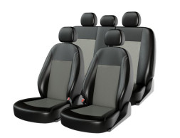 Чехлы  «ATOM LEATHER», черный/серый/серый  (Экокожа)