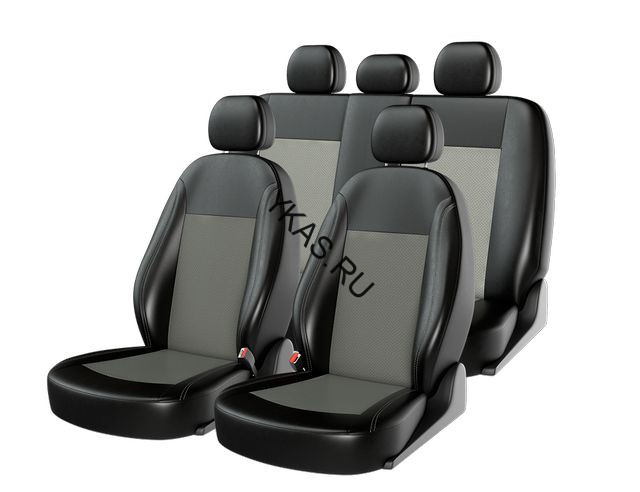 Чехлы  «ATOM LEATHER», черный/серый/серый  (Экокожа)