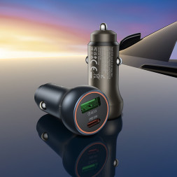 АЗУ Borofone 1USB +1 Type-C (12/24V - PD30W) Черный